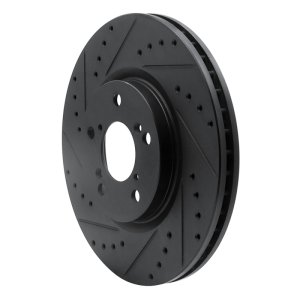 Honda Ridgeline Brake Rotor (1) - Front Left - R1 Concepts - Drilled & Slotted - Black - `06-`14